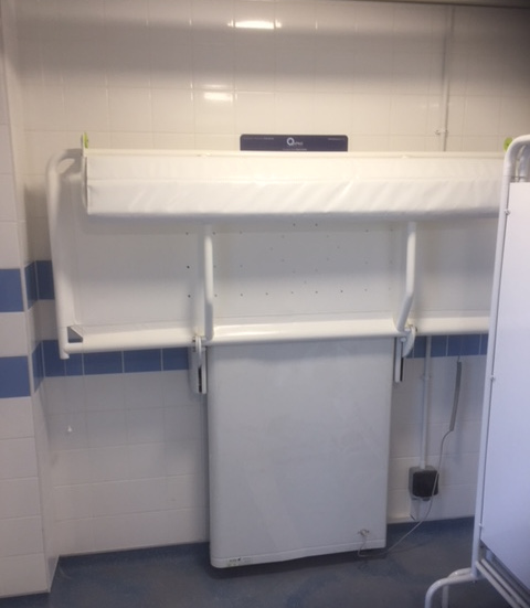 Inside the accessible toilet - the changing table