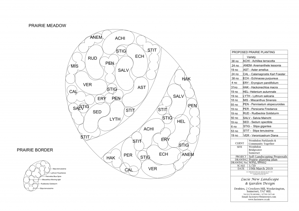 Plan showing prairie planting