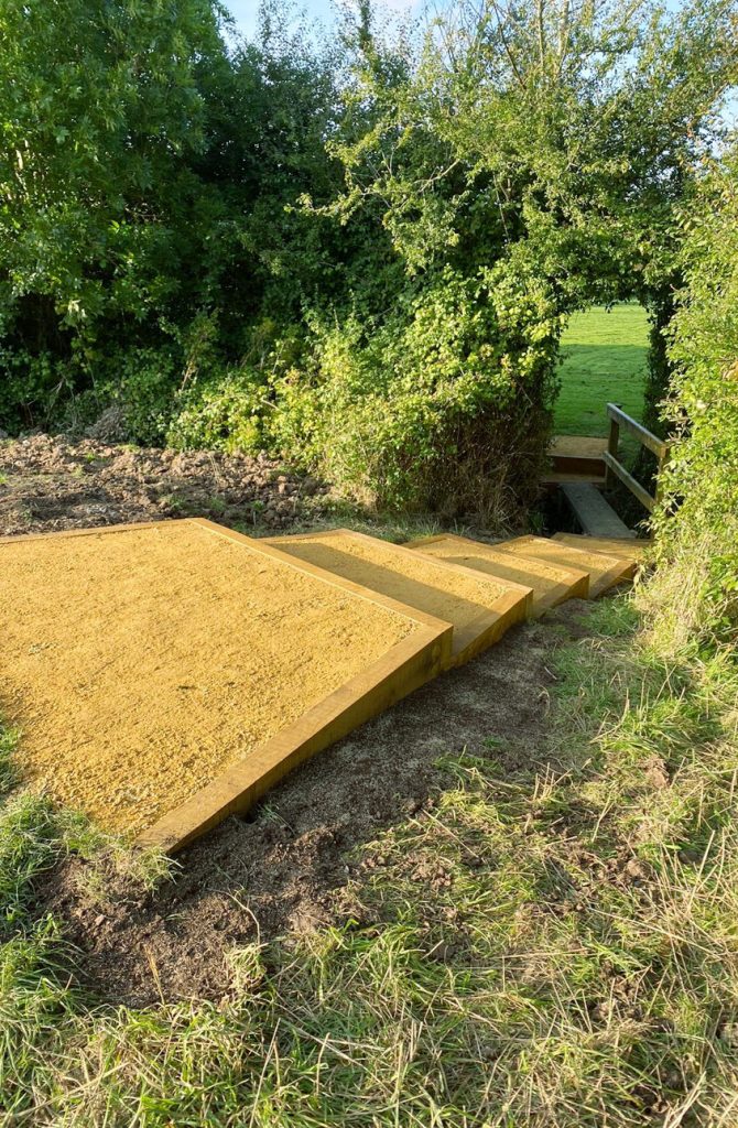 New steps. Looking down towards the bridge.